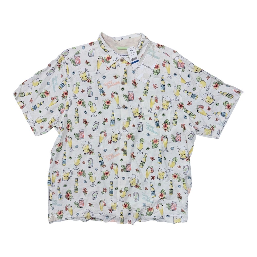 Tommy Bahama Mens XL Veracruz Cay Brewhama Beer Button-Up Short Sleeve Shirt NWT